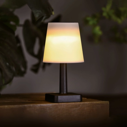 White Solar Table Lamp with Warm White LED Light