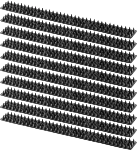Plastic anti-bird spikes, black, 50 × 4.3 cm, set of 10