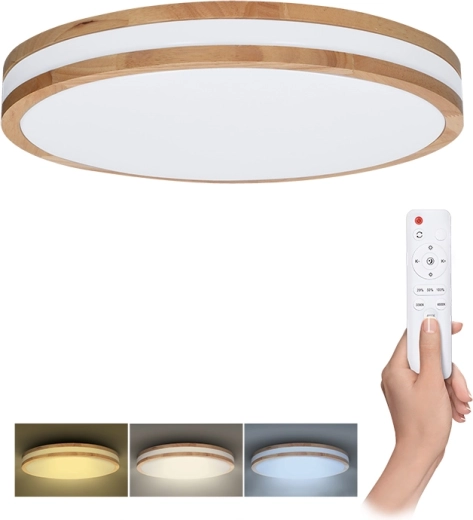 Solight LED griestu/sienas lampa Woody ar tālvadības pulti 60 W, 50 cm, dimmējama un ar regulējamu krāsu temperatūru