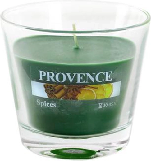 Aromātiska svece stikla traukā Provence, garšvielu aromāts, 35 stundas