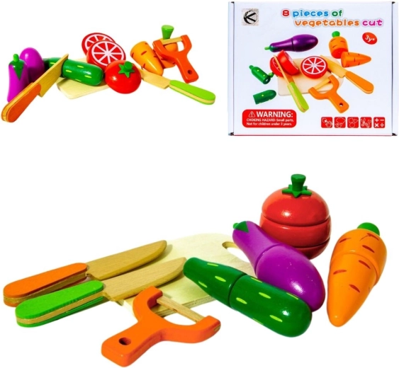 Wooden slicing vegetables with cutting board and knife - 1 piece