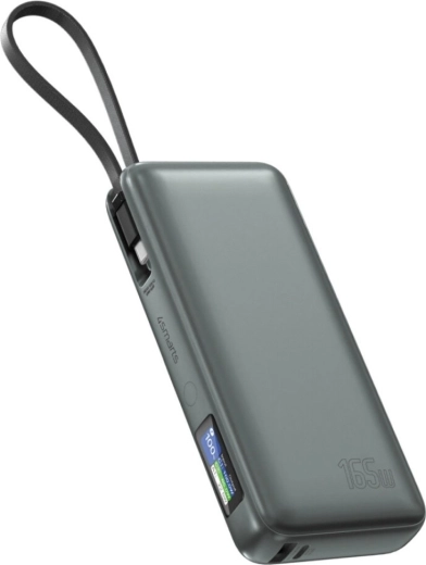 Ārējais akumulators Enterprise 20000 mAh 165 W ar integrētu USB‑C kabeli un LCD