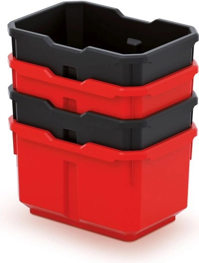 Set of plastic tool boxes TITAN BOX, black/red (4 pcs)