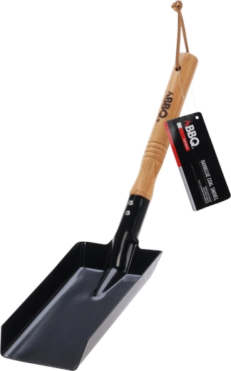 Shovel for charcoal and briquettes with wooden handle