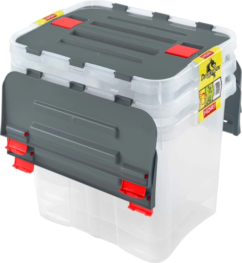 Heidrun plastmasas uzglabāšanas kastes ar vāku Dragon 24 l (3 gab.)