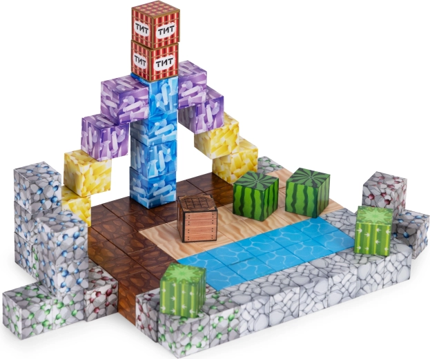 Creative building in a pixel-world style