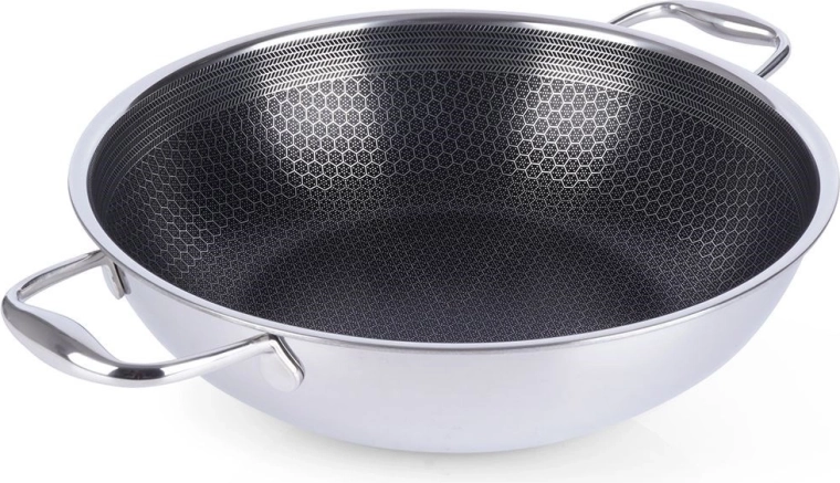 Nerūsējošā tērauda nepiedegošā wok panna COOKCELL 28 cm