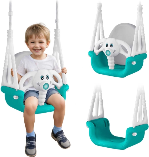 Bērnu šūpoles 3 vienā Zilonēns RICOKIDS, tirkīza