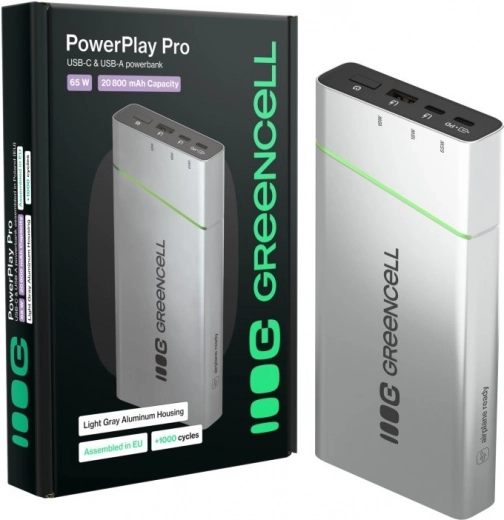 Ārējā baterija GREENCELL PowerPlay Pro 20800 mAh 65W ar ātro uzlādi PD