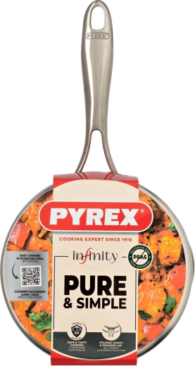 Pyrex Infinity nerūsējošā tērauda katliņš ar stikla vāku, 1,5 l