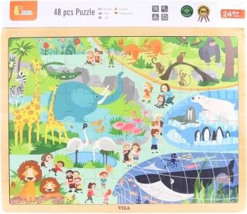 Koka puzle Zoo – 48 detaļas