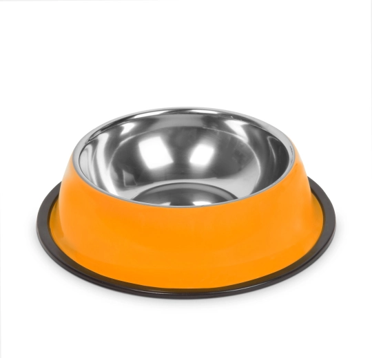 Nerūsējošā tērauda bļoda suņiem ar neslīdošu gredzenu, 18 cm, oranža