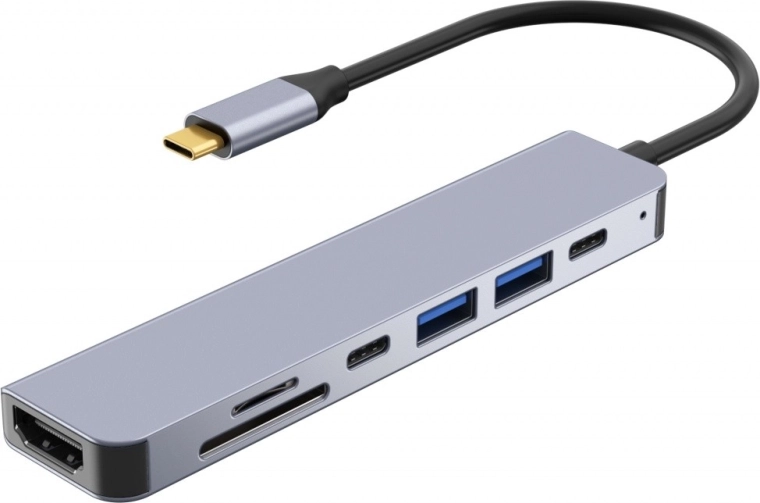 USB-C centrmezgla dokstacija ar HDMI 4K un karšu lasītāju