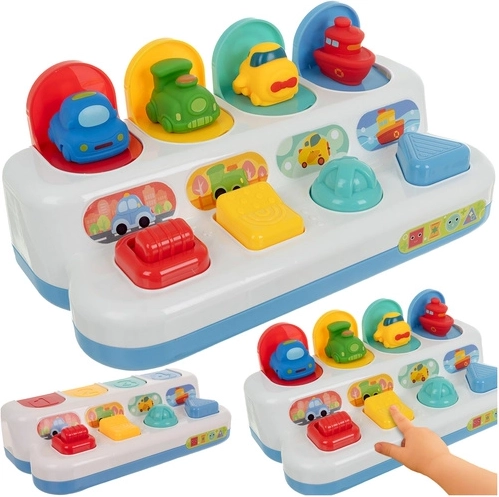 Kruzzel educational pop-up toy with jumping vehicles 4-in-1