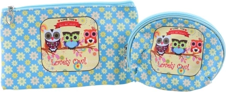 Owl Cosmetic Bag – Set of 2 Pouches