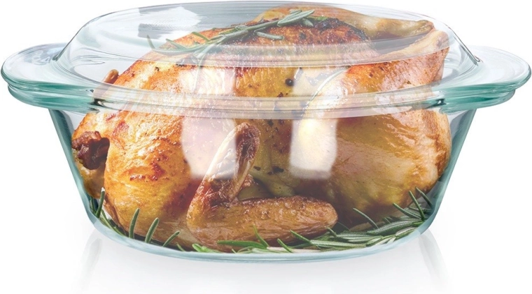 Karstumizturīga stikla bļoda ar vāku 1 l + 270 ml