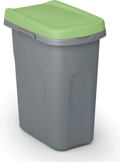 Košs šķirotajiem atkritumiem Home Eco System 40 l, pelēks ar zaļu vāku