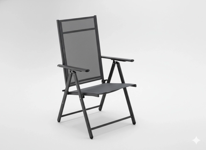Saliekams tērauda dārza krēsls, pelēks, 66 × 53 × 107 cm
