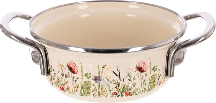 Durable enameled steel with stainless steel rim
