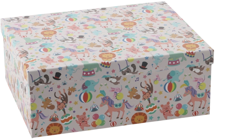 Krāsaina dāvanu kastīte ar dzīvniekiem 26,2 × 20,3 × 10,2 cm - 1 gabals