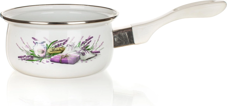 Emaljēts katliņš Lavender 14 cm ar garu rokturi 0,65 l