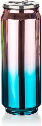 Termokrūze kā skārdene 430 ml BE COOL varavīksnes zeltrozā–zilzaļā