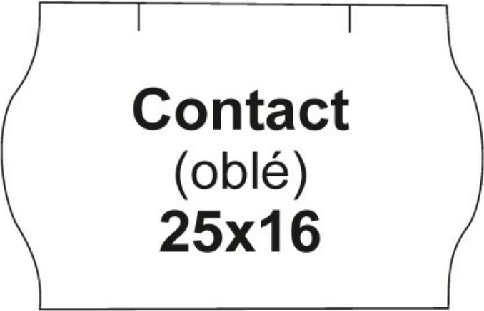 Ovālās cenu etiķetes CONTACT, baltas 25 × 16 mm, rullītis 1125 gab.