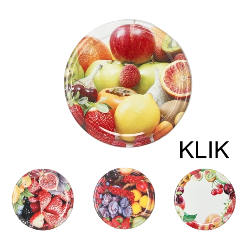 Metal twist-off canning lid with click button BerriesMix3 63 mm