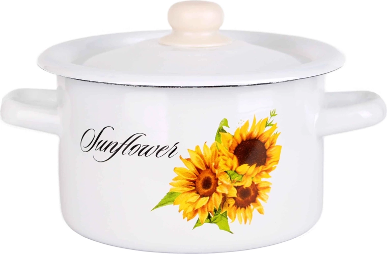 Enamel pot with lid TORO 2 l sunflower