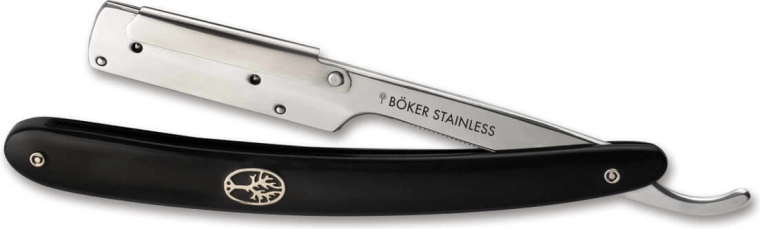 Böker Pro Barberette black straight razor with synthetic handle