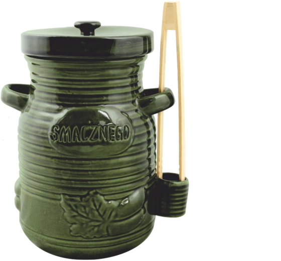 Keramikas trauks marinētiem gurķiem, 3,5 l, ar knaiblēm, zaļš