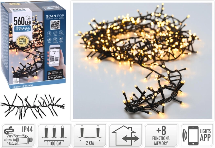 Christmas LED String 11 m, 560 lights, warm white, app control, 8 modes