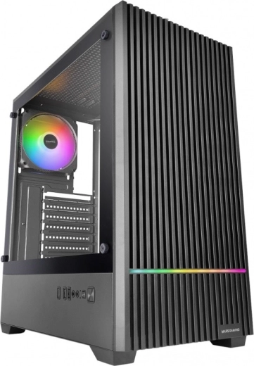 Mars Gaming MC-Quantum melns spēļu ATX PC korpuss ar 4 ventilatoriem