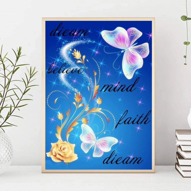 Diamond Embroidery with Butterfly Motif 40x50 cm