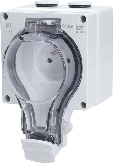 Solight āra kontaktligzda 230 V 16 A IP66 ar caurspīdīgu vāciņu
