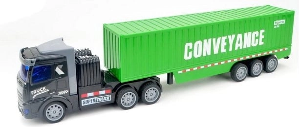 Remote-controlled truck with container trailer, black cab