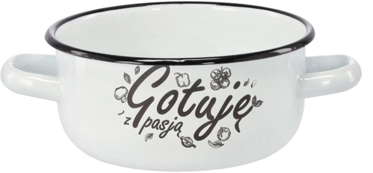 Enamelled saucepan with two handles 1.5 l, 15 cm, white – I Cook with Passion