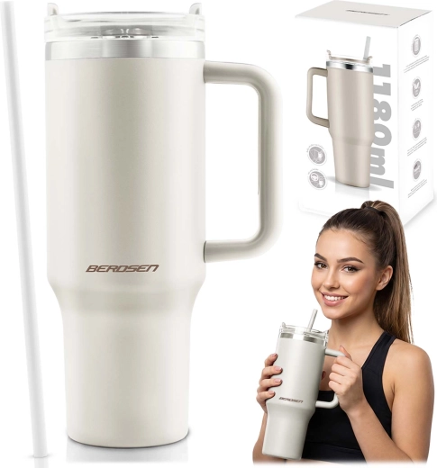Berdsen termokrūze ar salmiņu 1180 ml, krēmkrāsas