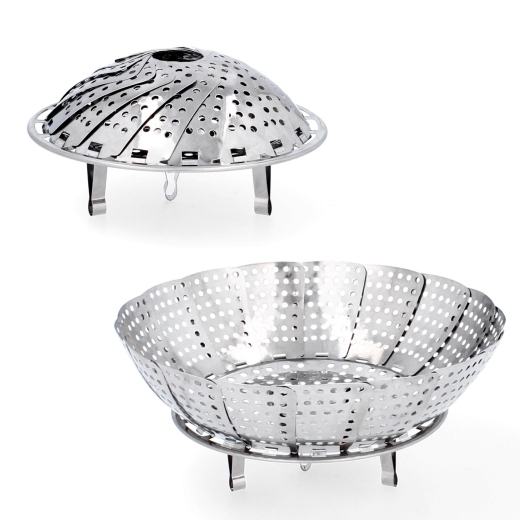 Saliekams nerūsējošā tērauda tvaicēšanas grozs 24 cm