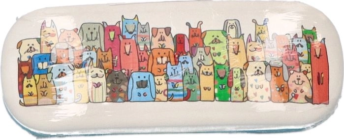 Briļļu futrālis Stay Pawsitive ar suņu motīvu, ūdensizturīgs PVC