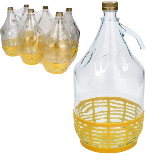 Stikla balons 5 l ar skrūvējamu aizbāzni un plastmasas rokturi