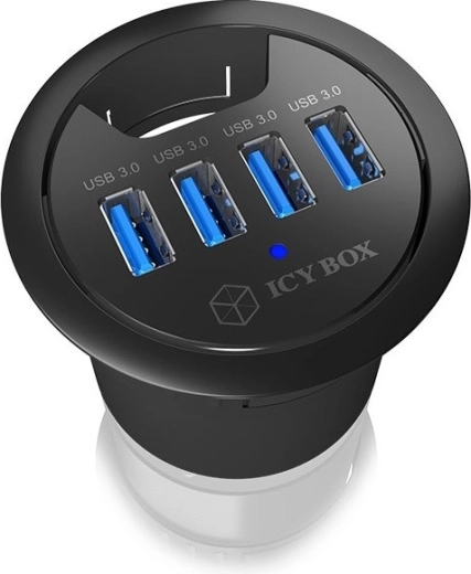 ICY BOX desk grommet USB hub for 60 mm opening, 4× USB 3.0