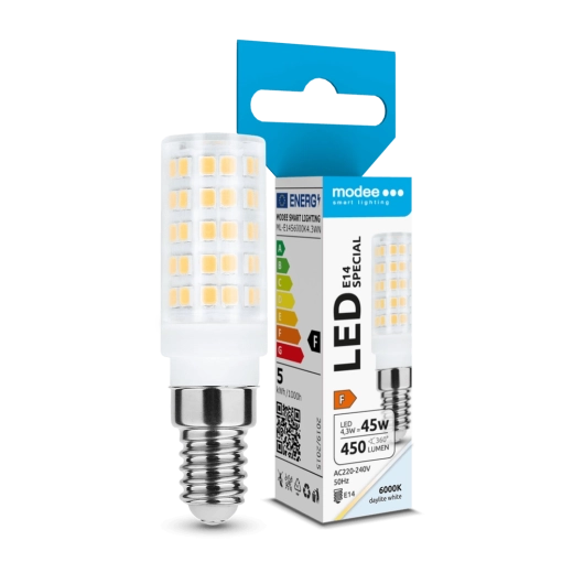 Modee Lighting LED keramikas spuldze E14 4,3 W auksti balta 360°