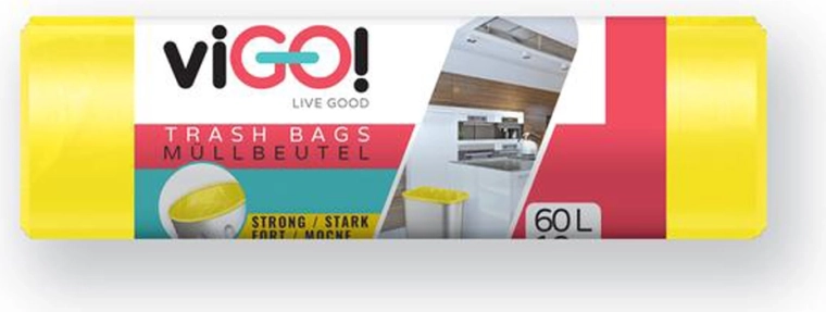 LDPE atkritumu maisi 60 l, dzelteni 60 × 80 cm (10 gab.) VIGO