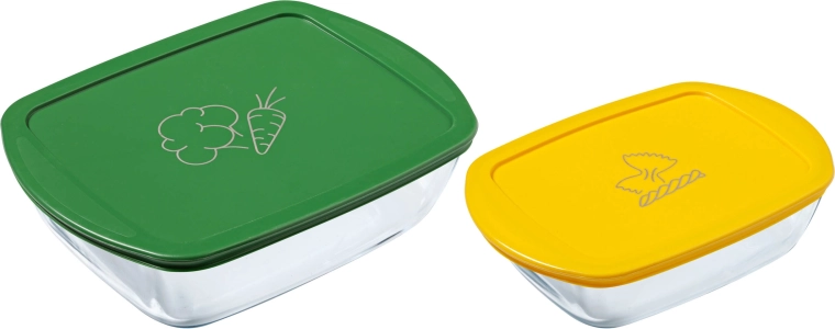 Taisnstūrveida stikla trauku komplekts PYREX 1,2 l un 2,5 l