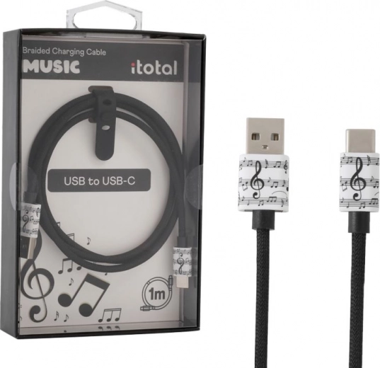 USB‑C uzlādes kabelis ar mūzikas motīvu
