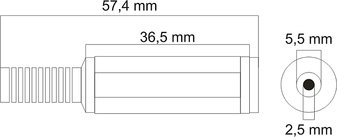 Standarta izmērs 5,5 × 2,5 mm