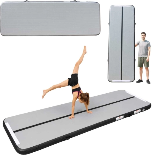 Air track piepūšamais vingrošanas paklājs 300 × 100 × 10 cm, pelēks