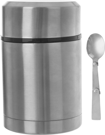 Stainless steel food thermos 650 ml with folding spoon ORION