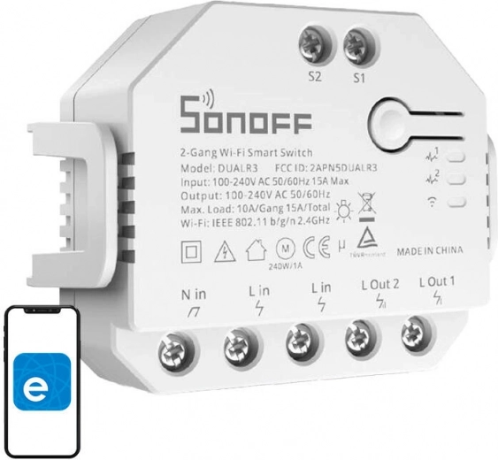 Viedais Wi‑Fi slēdzis SONOFF Dual R3 ar patēriņa mērīšanu